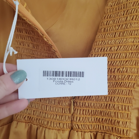 NWT Reformation Fonda 100% Silk Bustier Bodice Ochre Yellow Size 12 - Picture 5 of 11